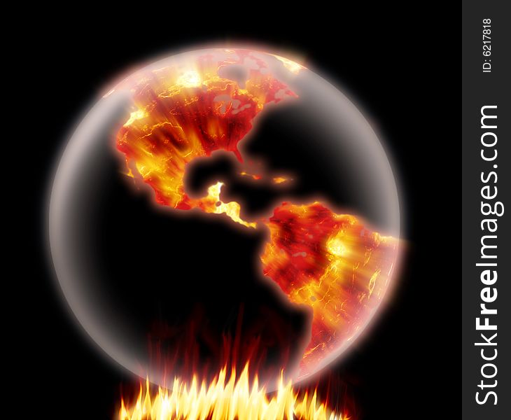 Global Warming Globe on fire.