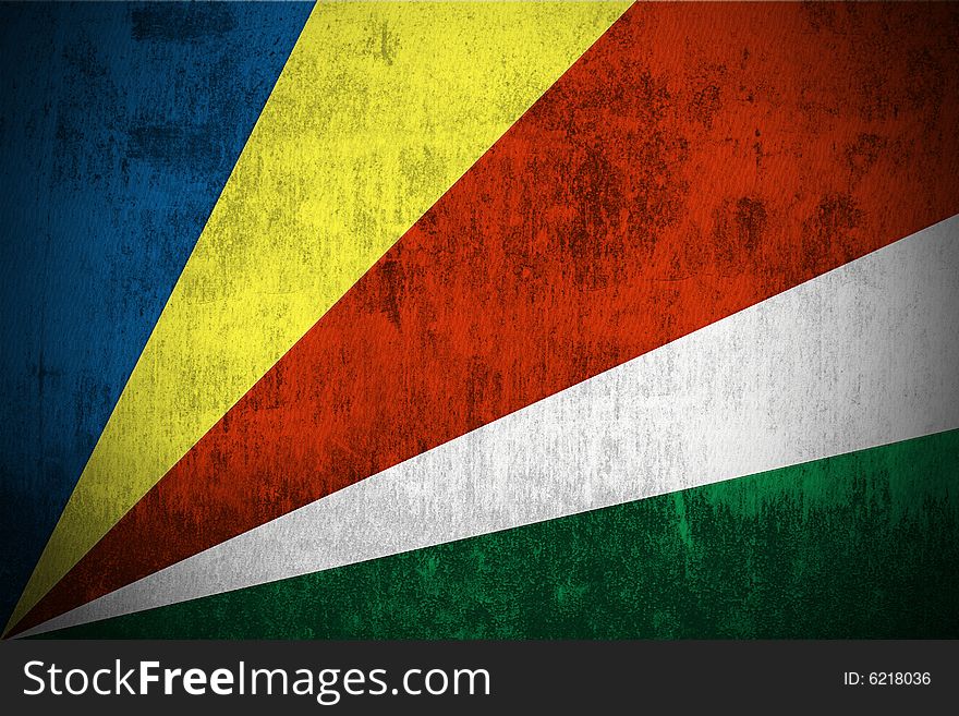 Weathered Flag Of Seychelles, fabric textured. Weathered Flag Of Seychelles, fabric textured