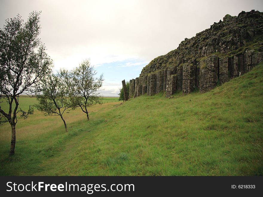 The basalt columns at Dverghamrar Iceland. The basalt columns at Dverghamrar Iceland