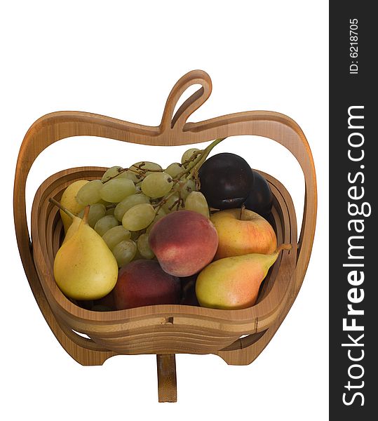 Fruits in the wooden basket. Fruits in the wooden basket