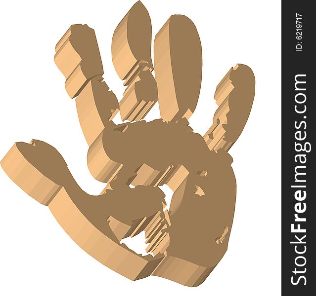 3d shaded beige hand print. 3d shaded beige hand print