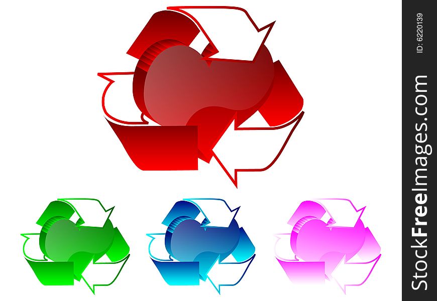 3d recycle heart vector illustration. 3d recycle heart vector illustration