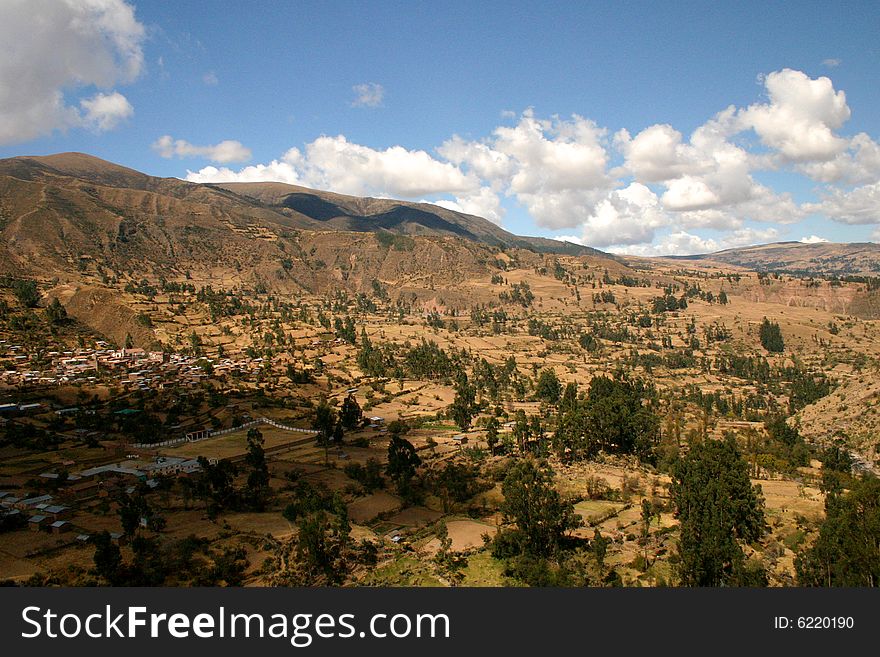 Bird's eye view of the Andean village Vishcongo