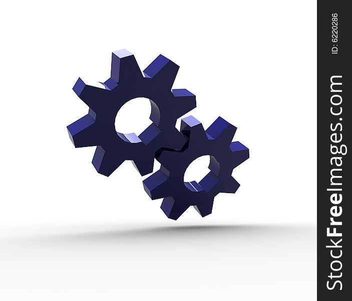 3D Render of Reflective Blue Gears