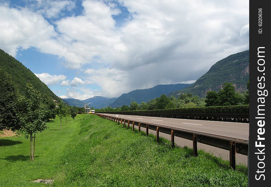 A highway in the Alps. A highway in the Alps.