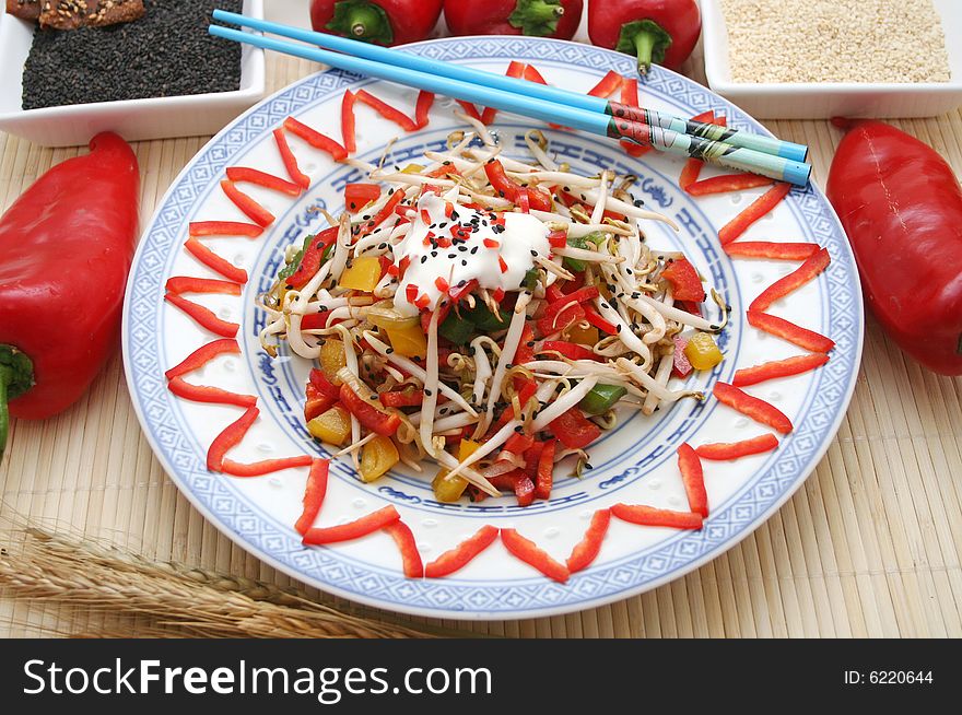 Asien frech salad with paprika. Asien frech salad with paprika