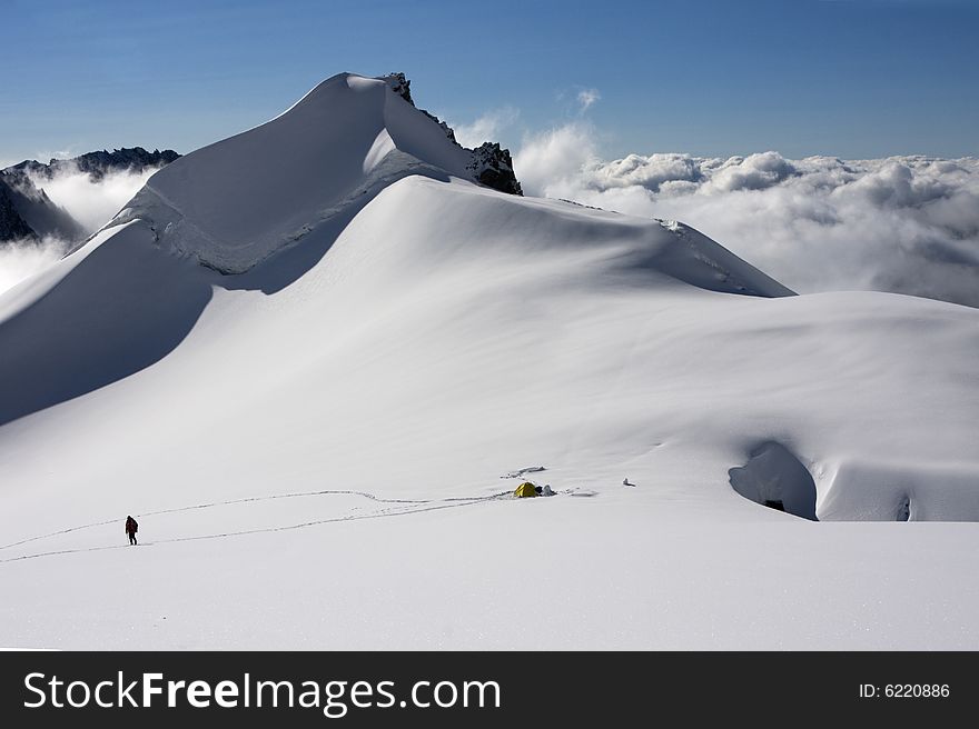 Ascending to the summit of mt.Belukha, Altai, Russia. Ascending to the summit of mt.Belukha, Altai, Russia