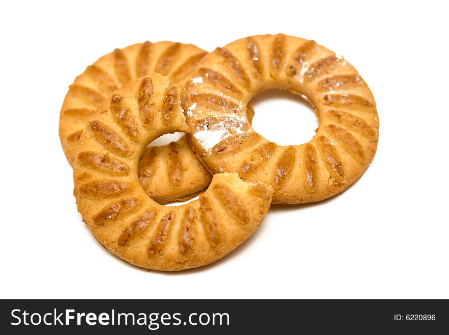 Three cookies isolated on white background