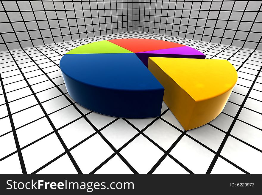 3d diagram with grid background. 3d diagram with grid background