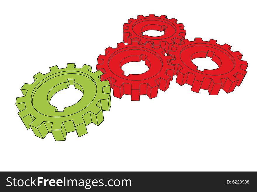 Cogwheels - business network - isolated illustration on white ( with vector eps format)