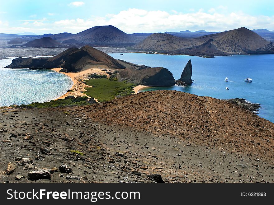 View of Isla Bartolome in the Galapagos Islands