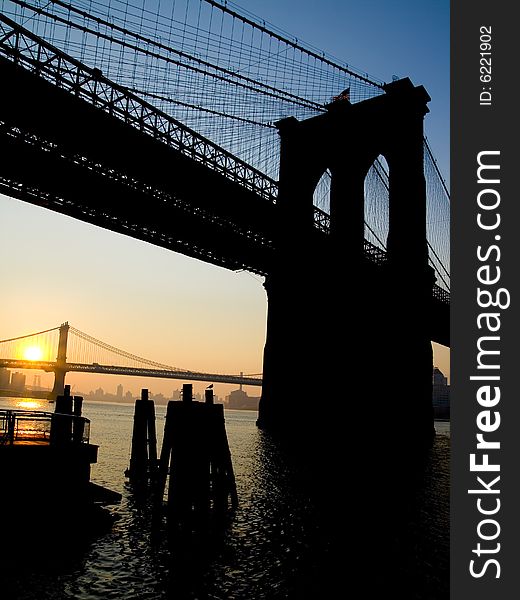 Portrait of the Brooklyn Bridge at Sunrise