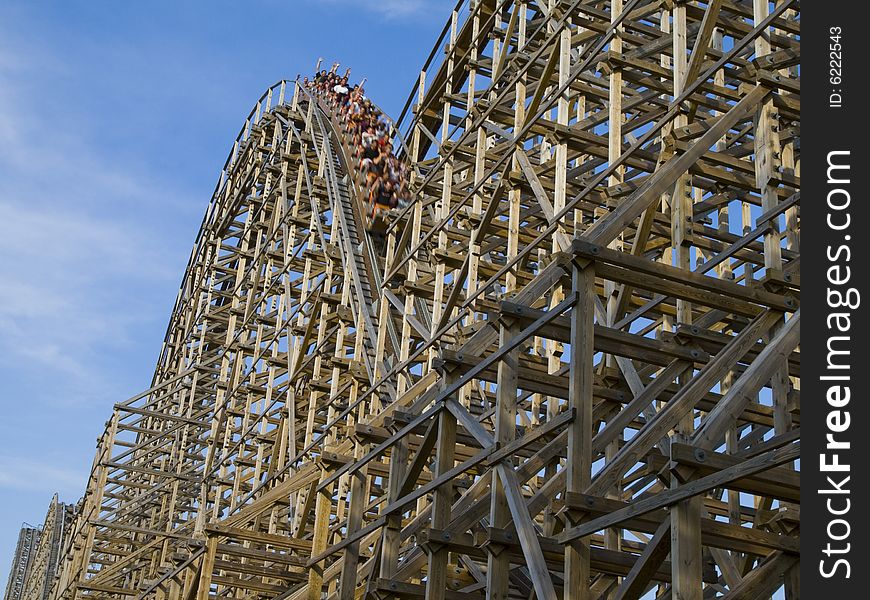 Old Fashion Roller Coaster in Close up