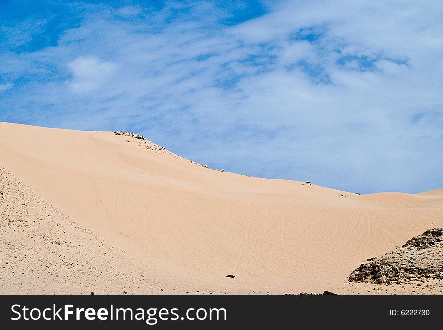 Desert view eith sky and clouds