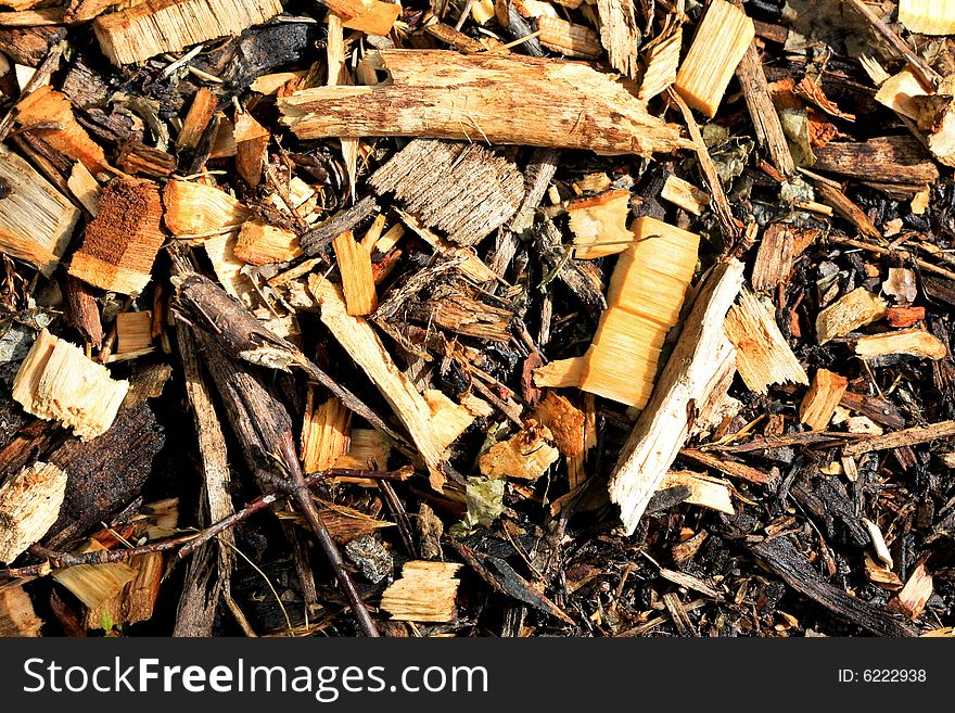 Bunch of wood cuttings debris for firewood