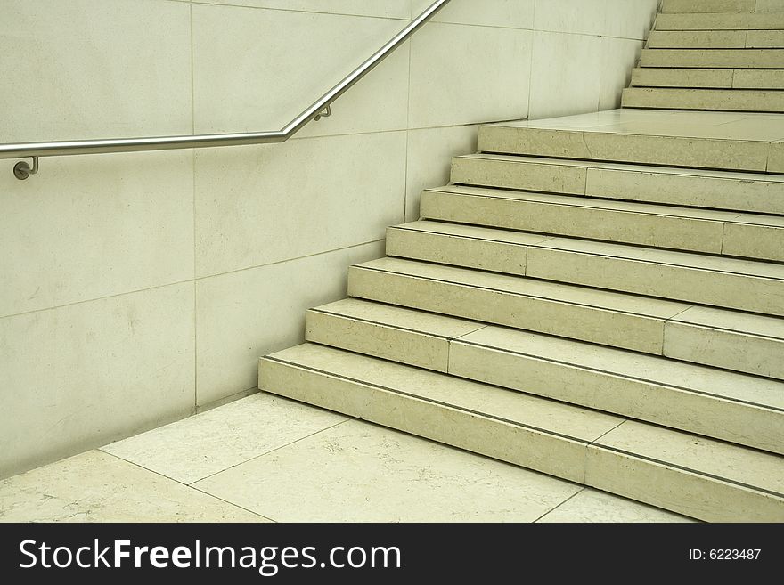 Modern stairs in an English building. Copy space