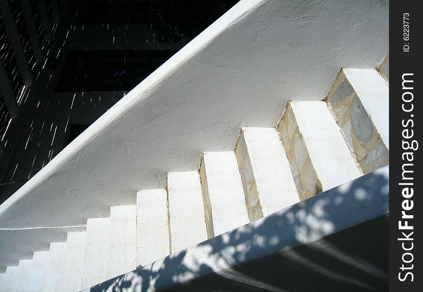 Detail of stone white staircase. Detail of stone white staircase