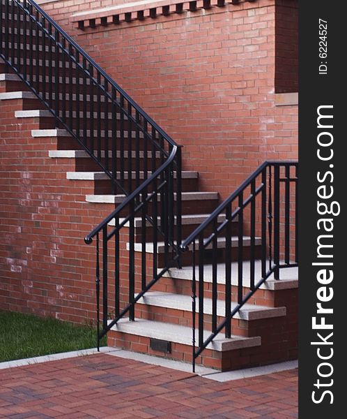 Brick staircase in an outdoor area. Brick staircase in an outdoor area.