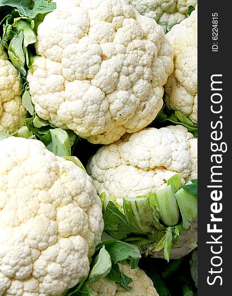 Big white organic natural and clean cauliflowers