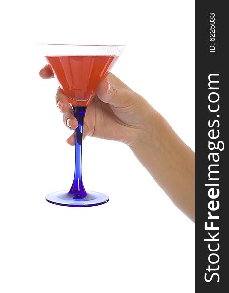 Woman Hand Hold Wineglass With Cocktail