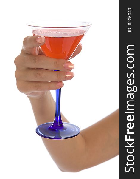 Woman Hand Hold Wineglass With Cocktail