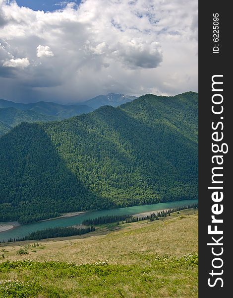 Katun river in the Altai mountains. Katun river in the Altai mountains