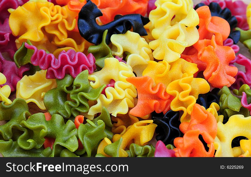 Six coloured pasta