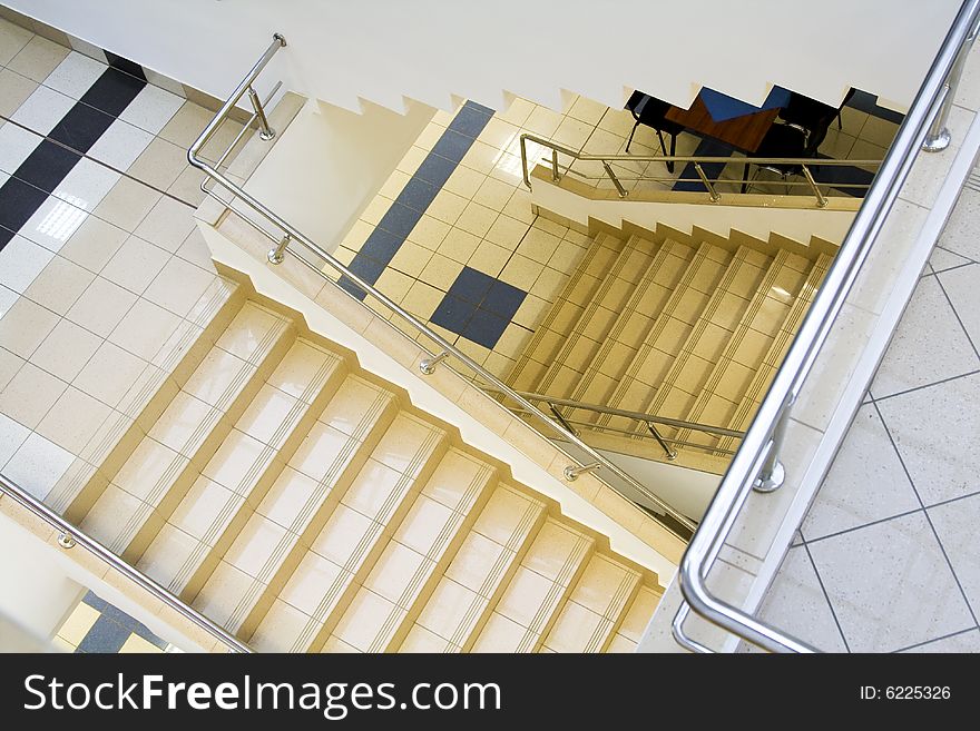 Modern building interior with stairs