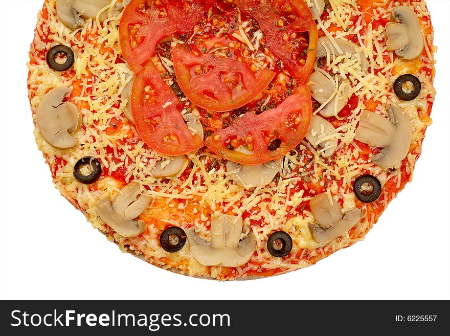 Appetizing pizza on a white background