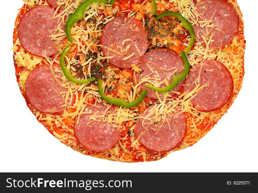 Appetizing pizza on a white background