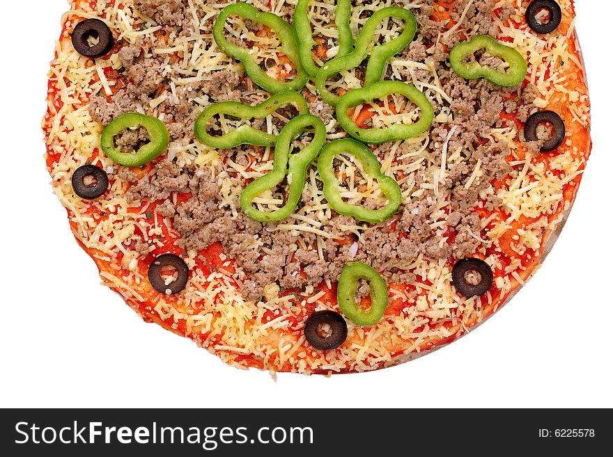 Appetizing pizza on a white background