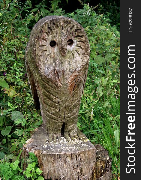 Wood carving of Owl