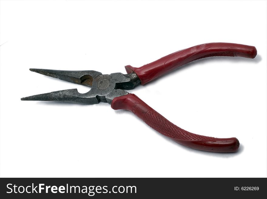 Old Nedle Nose Plier on the white background.