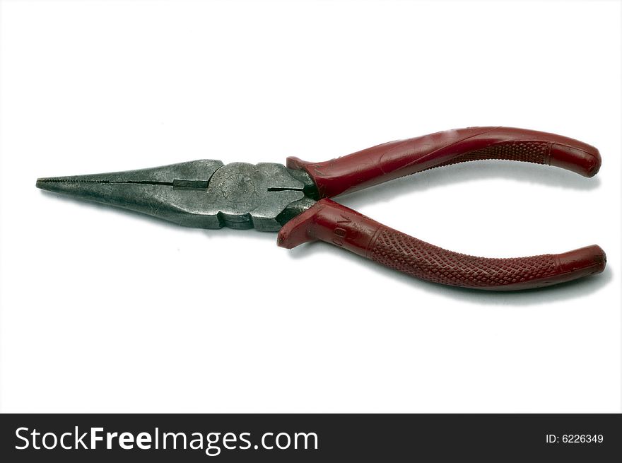Old Nedle Nose Plier on the white background.