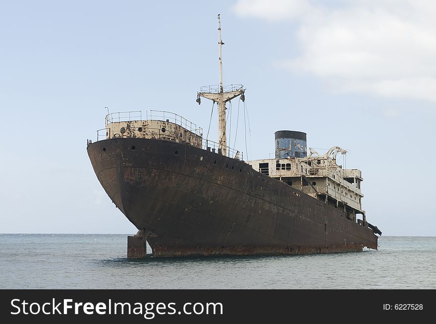 Abandoned gosh ship in the seaside
