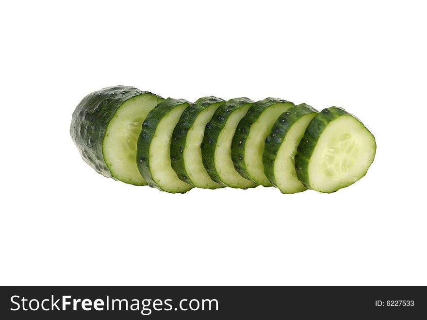 Slices of cucumber isolated on the white background