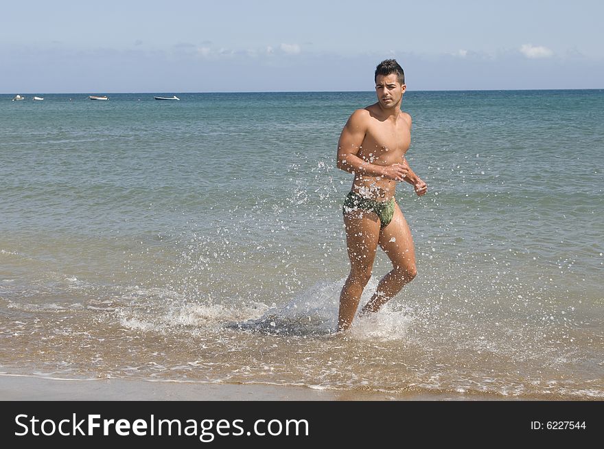 Man Running In The Seaside