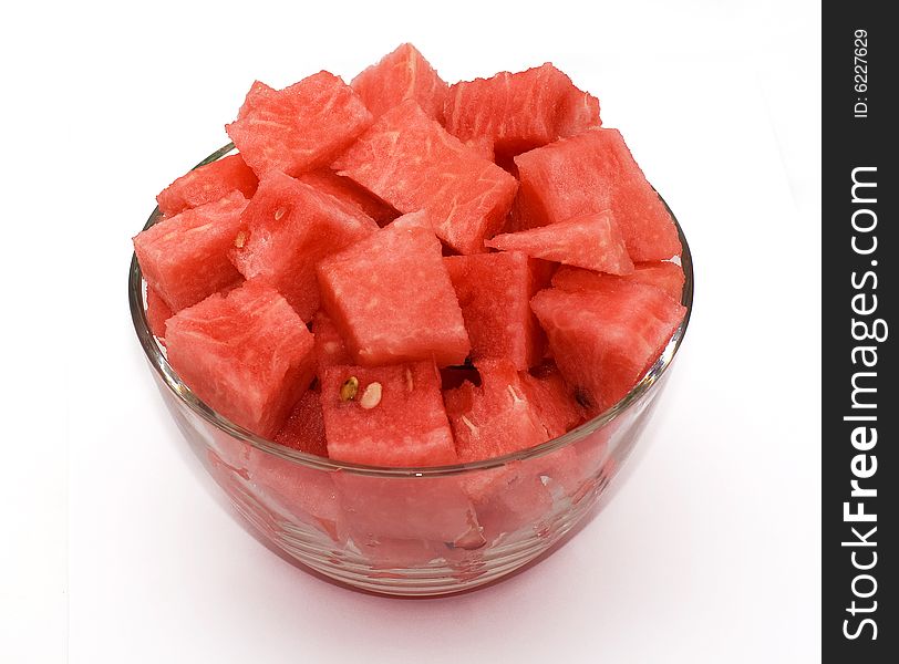 Pieces Of Watermelon In Glass Bowl