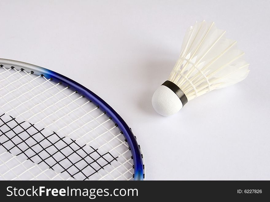 Badminton Racket and Shuttlecock isolated on white background