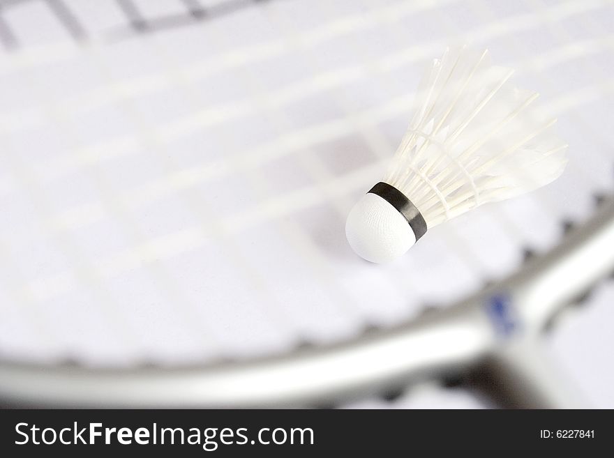 Badminton Racket and Shuttlecock isolated on white background