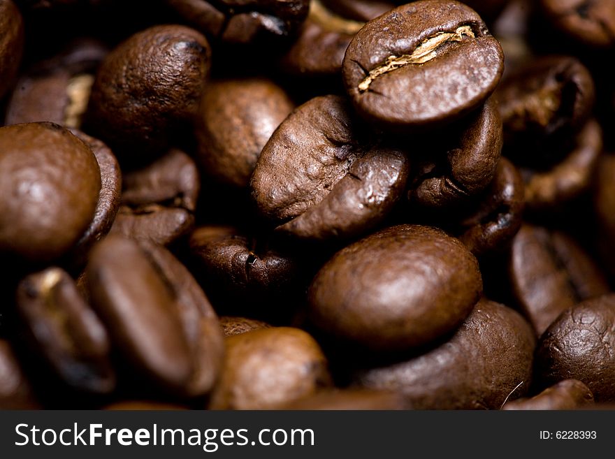 Freshly roasted of arabica coffee beans. Freshly roasted of arabica coffee beans