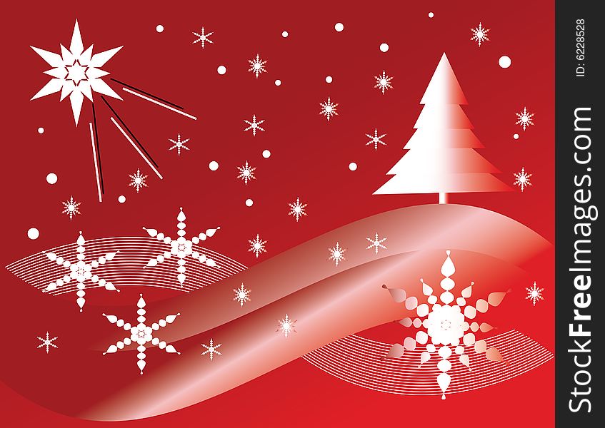 Snowflakes Resembling a Christmas Star are Featured  in an Abstract  Illustration. Snowflakes Resembling a Christmas Star are Featured  in an Abstract  Illustration.