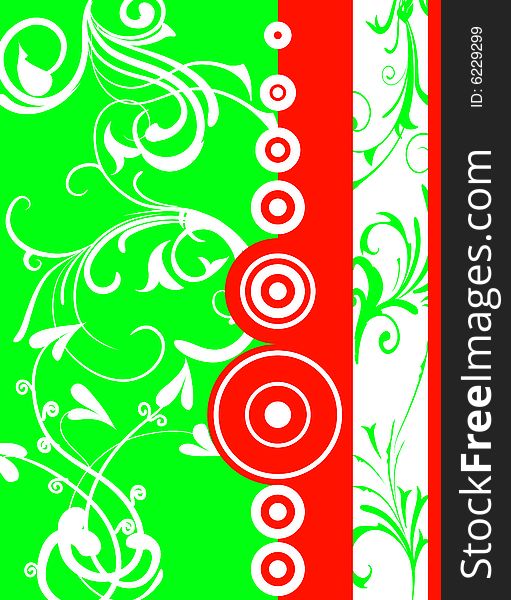 Red and green texture with floral elements. Red and green texture with floral elements