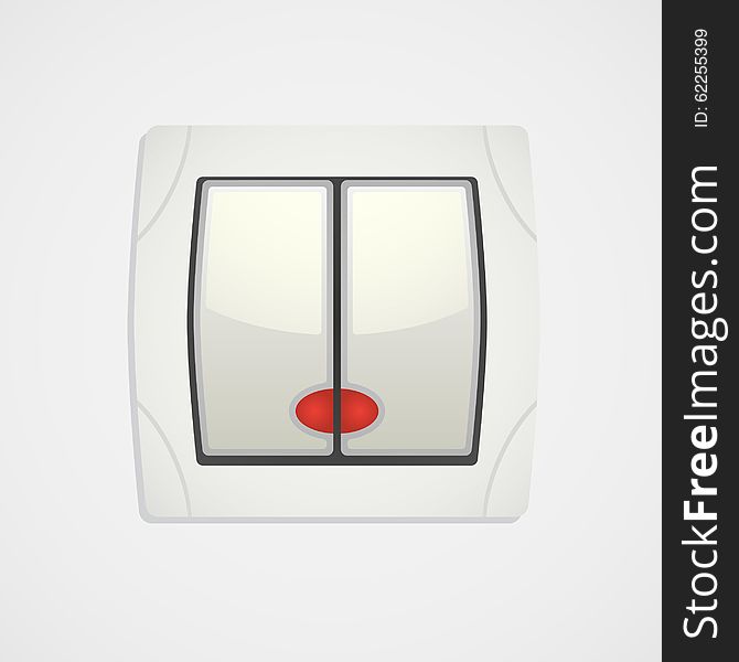 White light switch with red button icon. White light switch with red button icon.
