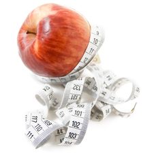 Apple With Measuring Tape Stock Image Apple With Measuring Tape Stock Image