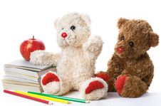 Two Toy Bears At School Royalty Free Stock Image