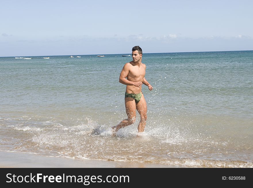 Man Running In The Seaside