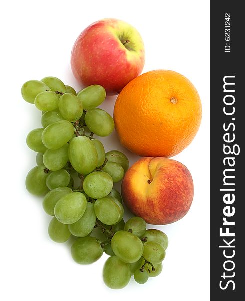 Apples both other tasty and 
useful fruit on a white background