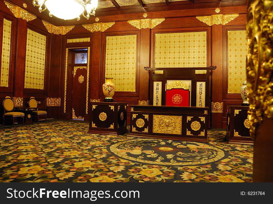 Royal Seat of the last emperor of China in the Puppet Manchurian State Royal Palace in Changchun, Jinlin Province, China.