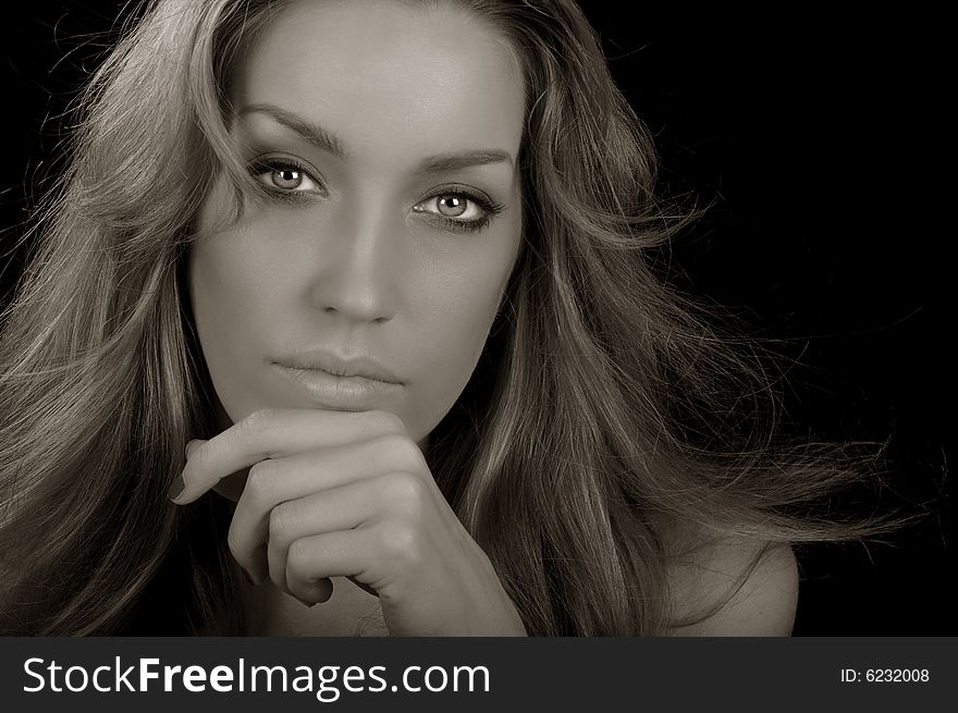 Beautiful Portrait of a beautiful woman on Black